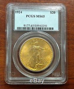 1924 $20 St Gaudens Certified PCGS MS65 GEM Philadelphia Gold Double Eagle