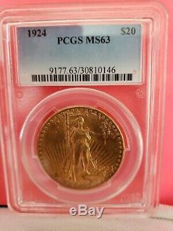 1924 $20 St. Gaudens Double Eagle Gold Coin PCGS MS63 Beautiful coin
