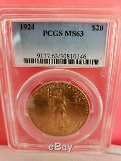 1924 $20 St. Gaudens Double Eagle Gold Coin PCGS MS63 Beautiful coin