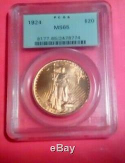 1924 $20 St. Gaudens Double Eagle Pcgs Ms65 Saint Old Green Holder Ogh