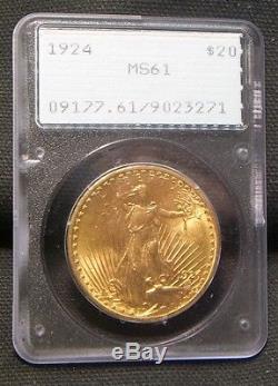 1924$20 St. Gaudens Gold Double Eagle MS-61 PCGSOLD RATTLER