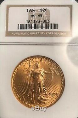 1924 $20 St. Gaudens Gold Double Eagle MS-65 NGC