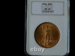 1924 $20 St. Gaudens Gold Double Eagle MS63