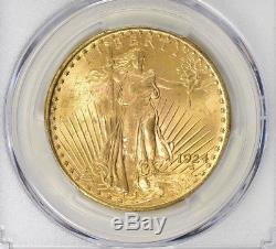 1924 $20 St. Gaudens Gold Double Eagle, PCGS MS65+