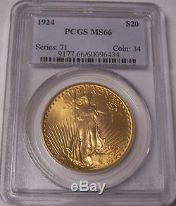 1924 $20 St Gaudens PCGS MS66 Uncirculated Philadelphia Gold Double Eagle