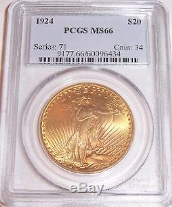 1924 $20 St Gaudens PCGS MS66 Uncirculated Philadelphia Gold Double Eagle