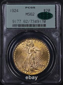 1924 Double Eagle $20 Gold St. Gaudens PCGS MS-62 CAC Old Green Rattle Holder