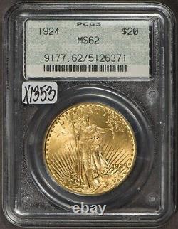 1924 G$20 Saint-Gaudens Gold Double Eagle OGH Doily Label PCGS MS 62 X1353