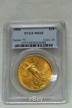 1924 Gold $20 St. Gaudens Double Eagle PCGS MS65 I-10768