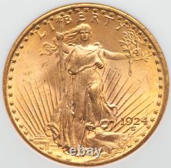 1924 MS64 Double Eagle, $20 Gold St Gaudens NGC MS64 Strong Strike withLuster