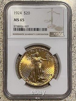 1924 MS65 St Gaudens Gold Double Eagle NGC Certified Gem. A STUNNING BEAUTY