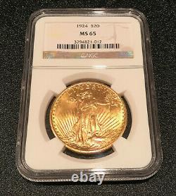 1924 NGC Certified MS 65 $20 Gold St Gaudens Double Eagle