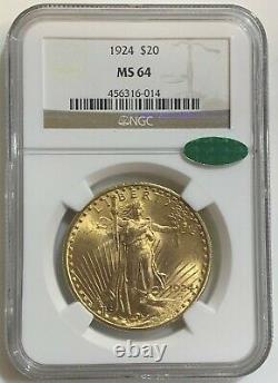 1924 NGC MS-64 CAC $20 Gold Double Eagle Saint Gaudens Coin