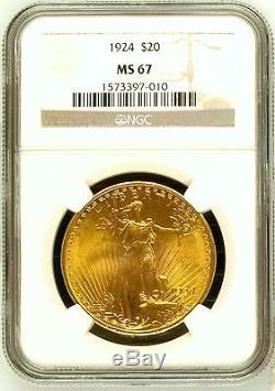1924 NGC MS67 $20 Saint Gaudens Gold Double Eagle