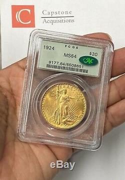 1924-P $20 Saint Gaudens Gold Double Eagle PCGS MS64 OLD GREEN HOLDER CAC PQ++