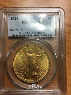 1924-P PCGS MS 63 $20 St Saint Gaudens Gold Double Eagle Twenty US Coin