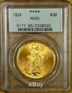 1924 PCGS MS65 $20 Saint Gaudens Gold Double Eagle Old Green Holder