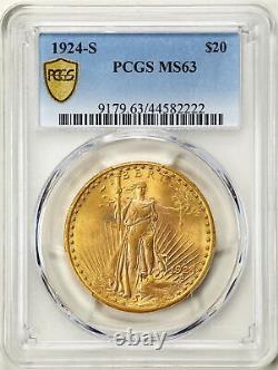 1924-S $20 Saint-Gaudens Gold Double Eagle MS63 PCGS 44582222