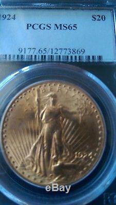 1924 ST. GAUDENS $20 DOUBLE EAGLE Graded by PCGS as MS-65