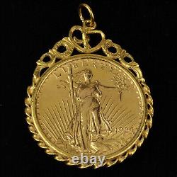 1924 Saint Gaudens Double Eagle $20 Gold Coin in Fancy 18k Bezel/Pendant