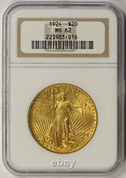 1924 Saint Gaudens Double Eagle Gold $20 MS 62 NGC