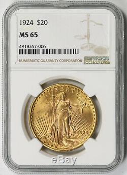 1924 Saint Gaudens Double Eagle Gold $20 MS 65 NGC