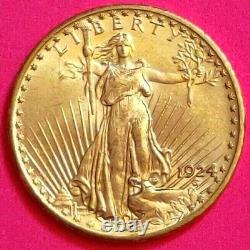 1924 Saint Gaudens Double Eagle Gold Coin! . 9675 $20.00 Gold Coin! 1907-1933