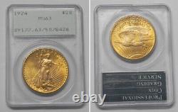 1924 Saint Gaudens Gold Double Eagle $20 Coin, PCGS MS63, Old Rattler #8426