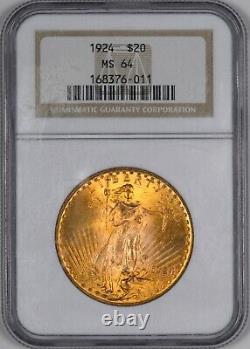 1924 Saint Gaudens Gold Double Eagle $20 NGC MS64