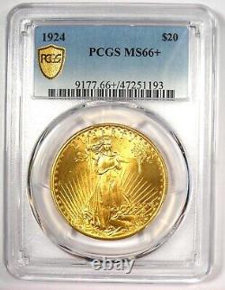 1924 Saint Gaudens Gold Double Eagle $20 PCGS MS66+ Plus Grade $7,000 Value