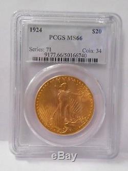 1924 St Gaudens $20 Double Eagle gold coin PCGS MS66