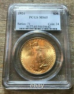 1924 St. Gaudens $20 Gold Double Eagle PCGS MS 65 Free Shipping LOOK