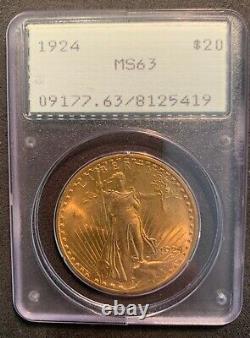 1924 St. Gaudens Double Eagle PCGS MS63 OGH First Gen Rattler NO RESERVE