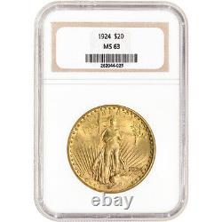 1924 US Gold $20 Saint-Gaudens Double Eagle NGC MS63