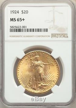 1924 US Gold $20 Saint Gaudens Double Eagle NGC MS65+
