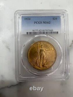 1924 US Gold $20 Saint-Gaudens Double Eagle PCGS MS62