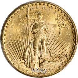 1924 US Gold $20 Saint-Gaudens Double Eagle PCGS MS63