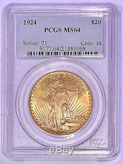 1924 US Gold $20 Saint Gaudens Double Eagle PCGS MS64 Coin $1835 Price Gde