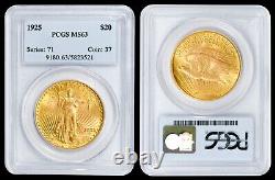 1925 $20 Gold Saint Gaudens Double Eagle PCGS MS63