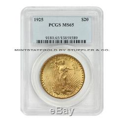 1925 $20 Gold Saint Gaudens PCGS MS65 Gem Graded Philadelphia Gold Double Eagle