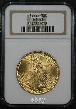 1925 $20 Gold St. Gaudens Double Eagle NGC MS63