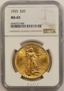 1925 $20 NGC MS 65 Saint-Gaudens Gold Double Eagle