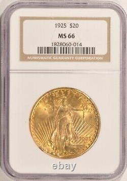 1925 $20 Saint Gaudens Gold Double Eagle NGC MS66 Pre-1933 Gold