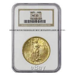 1925 $20 Saint Gaudens NGC MS62 Choice grade Philadelphia Gold Double Eagle coin