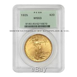 1925 $20 Saint Gaudens PCGS MS63 OGH Philadelphia Gold Double Eagle graded coin