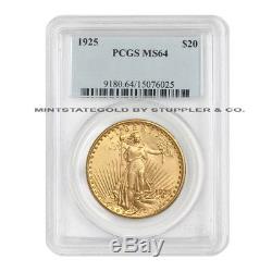1925 $20 Saint Gaudens PCGS MS64 choice certified Philadelphia Gold Double Eagle