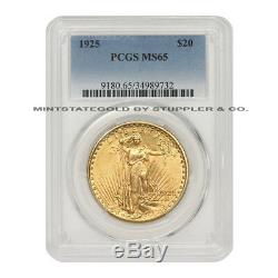 1925 $20 Saint Gaudens PCGS MS65 Gem graded Philadelphia Gold Double Eagle coin