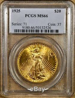 1925 PCGS MS66 $20 Saint Gaudens Gold Double Eagle Better Date