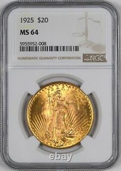 1925 Saint Gaudens Gold Double Eagle $20 NGC MS64