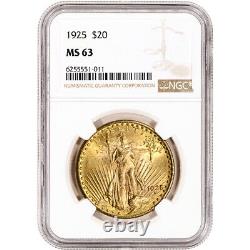 1925 US Gold $20 Saint-Gaudens Double Eagle NGC MS63